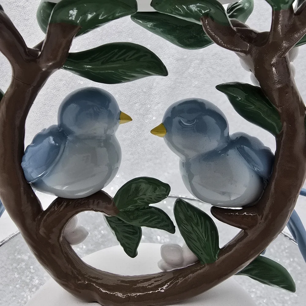 Bluebirds On A Branch 3 Wick Candle Holder Pedestal Lovebirds Bath & Body Works - Picture 8 of 15